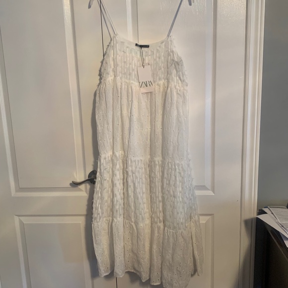 NWT Zara Embroidered Fringed Summer Dress Sz. L - Picture 7 of 7